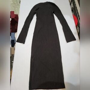 AYR Black Ribbed Long Sleeve Dress